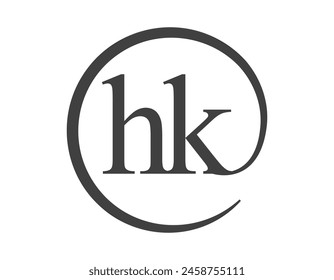 Logotipo de HK de dos letras con forma de círculo estilo de signo de correo electrónico. H y K redondo logotipo de la empresa de negocios para la identidad de marca.