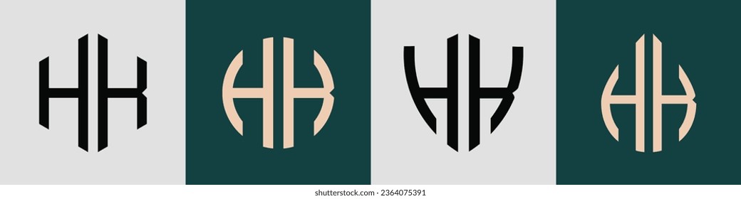 HK modern initial letter logo design vector bundle. It will be suitable for which company or brand name start those initial.