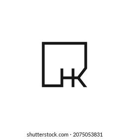 HK monogram logo inside square frame. Black and white.