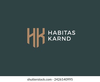 HOLA. Monograma de dos letras H y K. Diseño de logotipo HK de lujo, simple, mínimo y elegante. Plantilla de ilustración vectorial.
