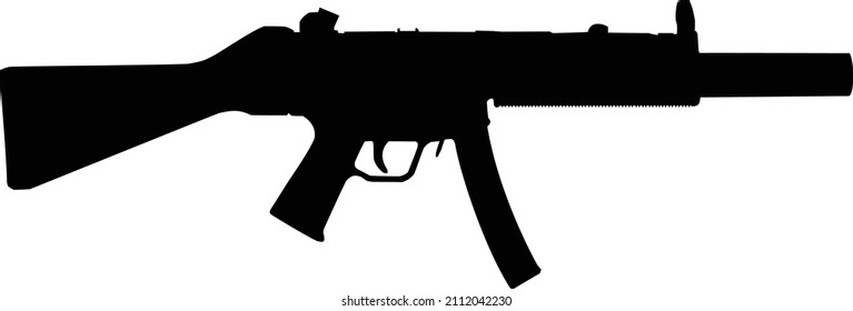 HK MP5 SD Rifle Silhouette Sub Machine Gun