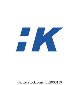 HK negative space letter logo blue