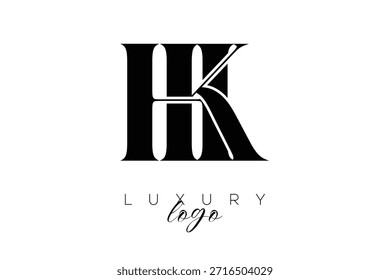 HK Serif Letter Monogram Typography Logo for Elegant Premium Branding Identity