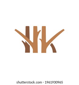 HK, Tree, Wood, Letter Logo Design