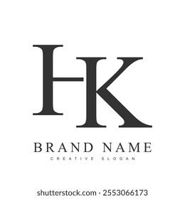 Modelo de logotipo moderno HK. Estilo de fonte clássico das letras iniciais h e k. Logotipo criativo do nome ou da identidade da empresa. Ilustração vetorial.