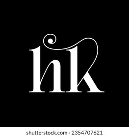 HK typography vector monogram in calligraphy style.