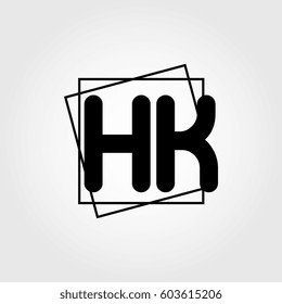 hk uppercase initials square frame business logo
