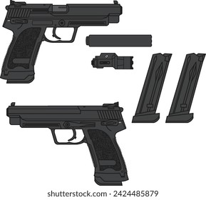 HK USP.45 Brazo lateral Bk - Illustrator