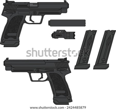 HK USP.45 Sidearm Bk - illustrator