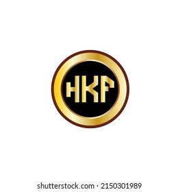 HKF Three letter logo design with gold color circle