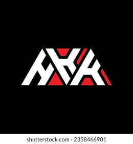 HKK triangle letter logo design with triangle shape. HKK triangle logo design monogram. HKK triangle vector logo template with red color. HKK triangular logo Simple, Elegant, and Luxurious design.