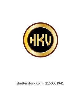 HKV Three letter logo design with gold color circle