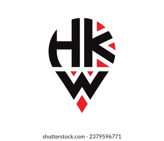 HKW-Buchstaben-Ortung Form Logo Design. HKW-Brief-Standort Logo einfach Design.