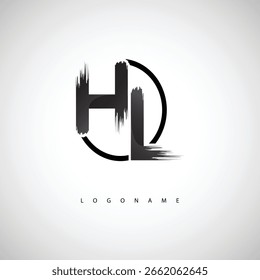 HL Brush Stroke Logo – Modern Artistic Symbol with Ink Texture for Creative Branding and Visual Identity Design