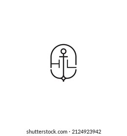 HL creative letter logo design in anchor concept with high quality professional design that will print well across any print media