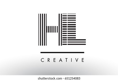 HL H L Black and White Letter Logo Design with Vertical and Horizontal Lines.