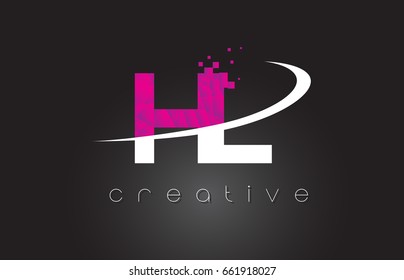 HL H L Creative Letters Design. White Pink Letter Vector Illustration.