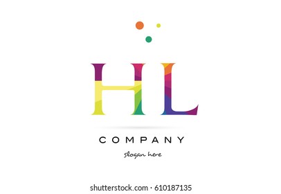hl h l  creative rainbow colors colored alphabet company letter logo design vector icon template