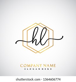 HL Initial Handwriting logo template vector