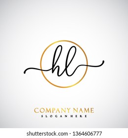 HL Initial Handwriting logo template vector
