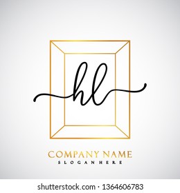 HL Initial Handwriting logo template vector