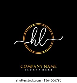 HL Initial Handwriting logo template vector