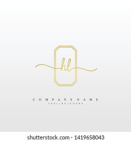 HL initial handwriting logo template vector
