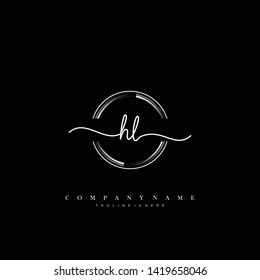 HL initial handwriting logo template vector