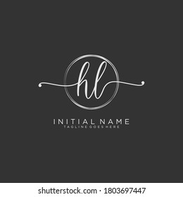 HL Initial handwriting logo vector