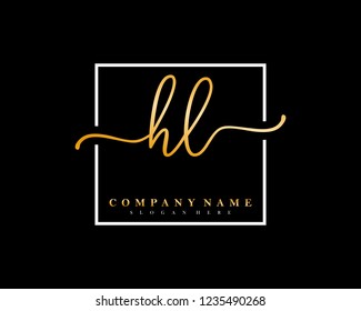 HL Initial handwriting square minimalist logo vector