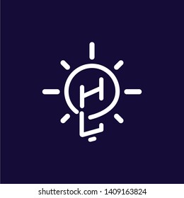 HL Initial Letter with creative bulb Logo vector