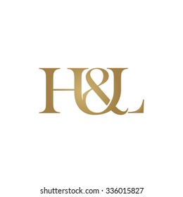 H&L Initial logo. Ampersand monogram golden logo