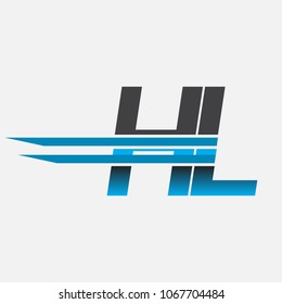 HL initial logo company name colored black and blue, Simple and Modern Logo Design.