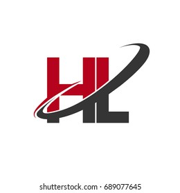 HL initial logo company name colored red and black swoosh design, isolated on white background. vector logo for business and company identity.