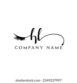 HL initial Logo lash logo eyelash vector modern
