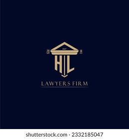 Logotipo inicial de la firma de abogados en monograma HL con diseño de hitos