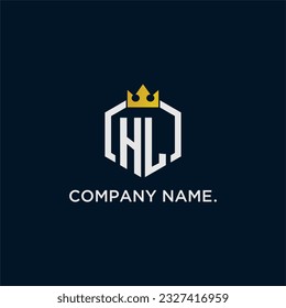 HL initial monogram logo design for hexagon style  crown elegant image