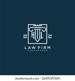HL initial monogram logo for lawfirm with pillar design in creative square