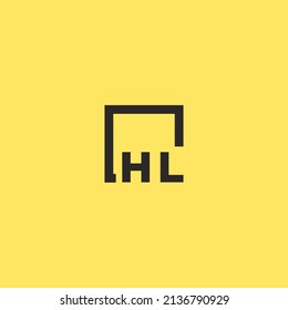 HL initial monogram logo with square style design