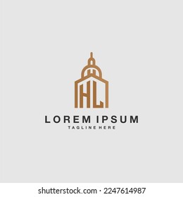 Logotipo inicial de HL monograma inmobiliario con diseño imperium