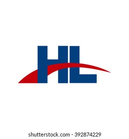 HL initial overlapping swoosh letter logo blue red