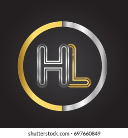 HL Letter logo in a circle. gold and silver colored. Vector design template elements for your business or company identity.