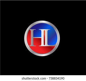 HL Letter logo Design in a circle. Blue and silver colored