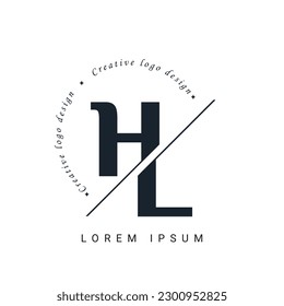 Diseño del logotipo de la carta HL con un corte creativo. Diseño de logotipo creativo