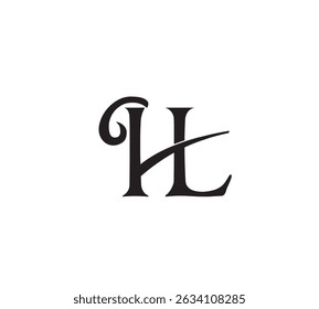 Logotipo de la letra de HL, logotipo de lujo de HL, diseño del logotipo del Vector de las iniciales de HL	