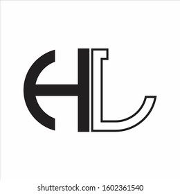 HL Letter logo monogram with oval shape negative space design template white background