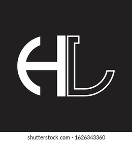HL Letter logo monogram with oval shape negative space design template