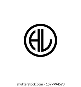 HL, LH, H and L, L and H,  initial letters circle elegant logo golden silver black background - vector