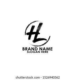 hl logo brush vector design with circle icon