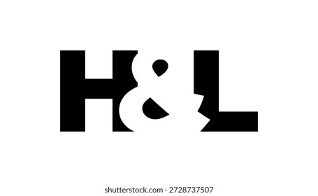 HL logo design in bold style. Black white identity symbol. Modern typography emblem. Corporate branding icon. Minimal business template.